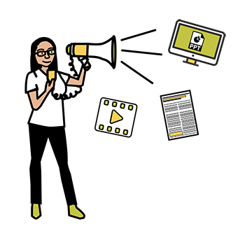 A person talking into a megaphone